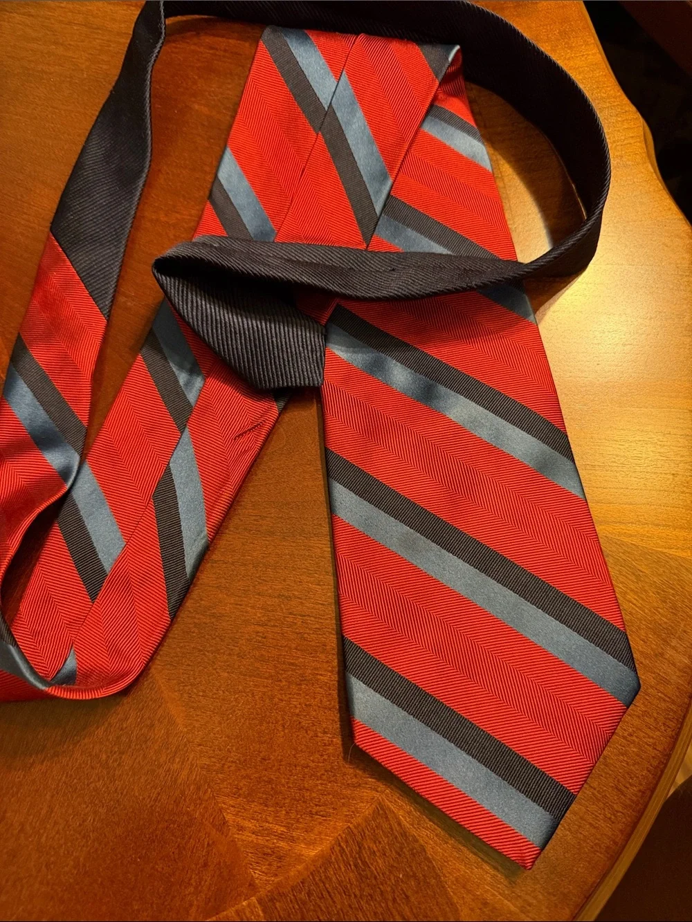 Tommy Hilfiger Red, Blue and Black Diagonal Stripe Tie